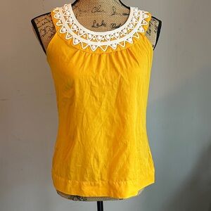 Banana Republic Yellow Top with White Lace
